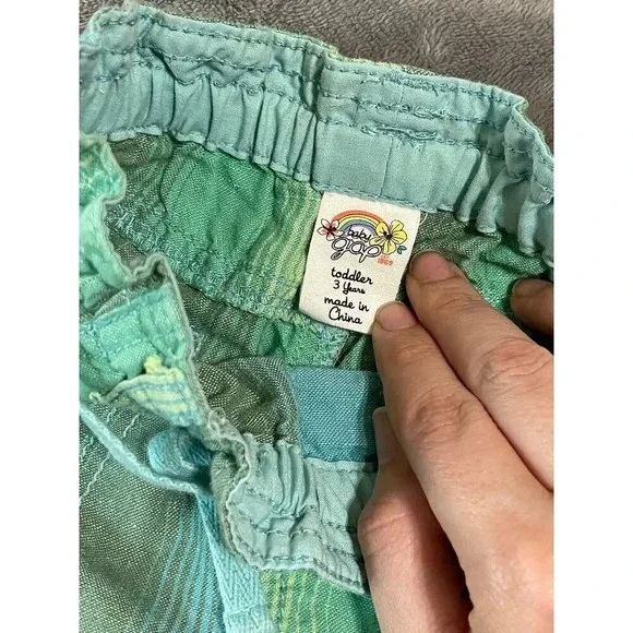 Baby Gap 2007 Cottagecore Size 3T Pastel Blue Lime Green Striped Pants Vibrant - Picture 4 of 4